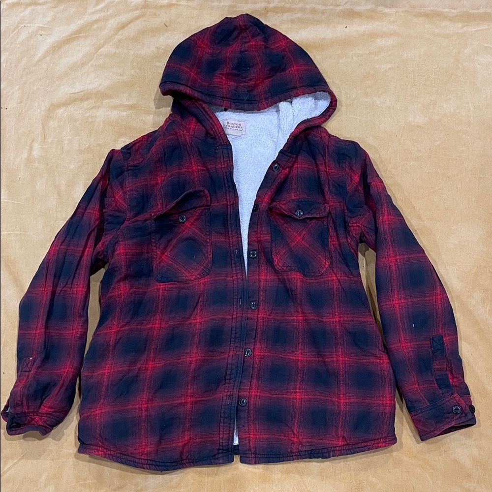 Boston Traders Red and Black Kids Hooded Jacket